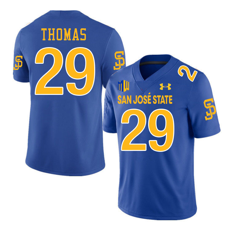 #29 Jaylen Thomas SJSU Jersey,San Jose State Spartans Football Jersey College Uniforms-Royal